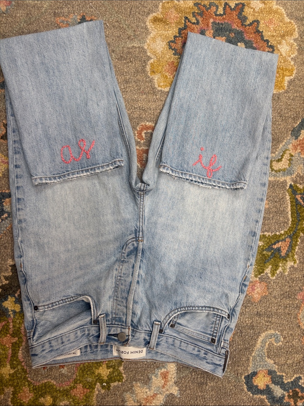 Denim Forum The Joni High Rise Loose Jeans 27 Upcycled As If Embroidery Sz 27